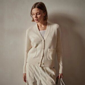 A New Day Cream Off White Button Up V-necks Knit Cardigan With Pockets Size XS